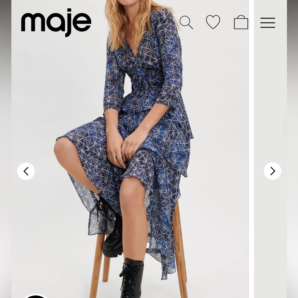 Maje Floral Print Long Dress